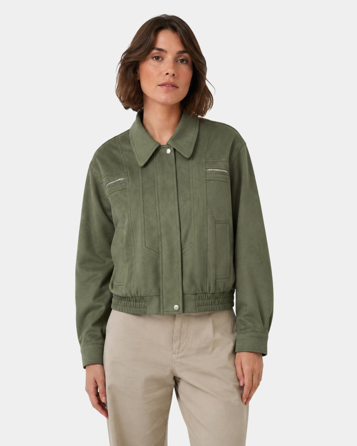 Bomber bunda s minimalistickými detailmi