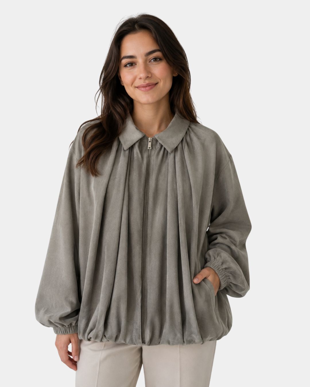 Voľná bomber bunda v retro štýle